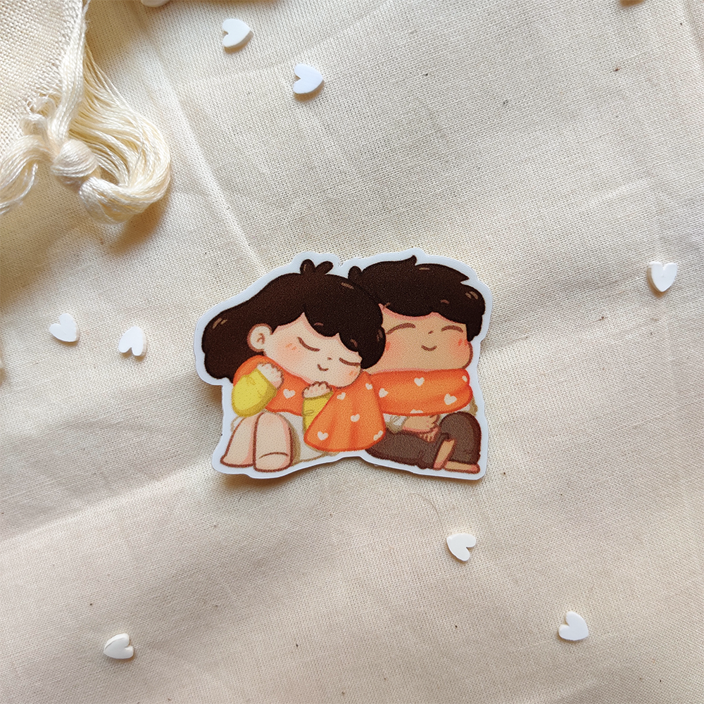 Our cosy cuddly time - Couple Vinyl Sticker