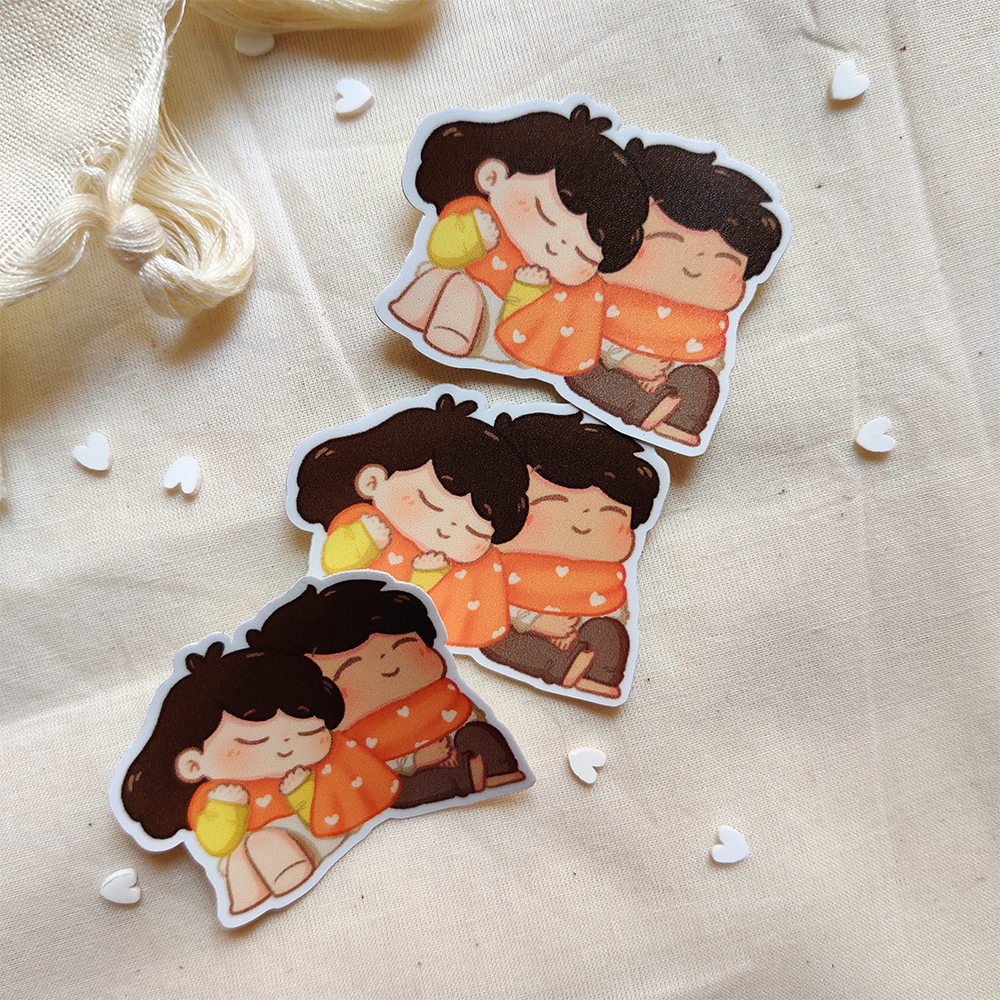 Our cosy cuddly time - Couple Vinyl Sticker