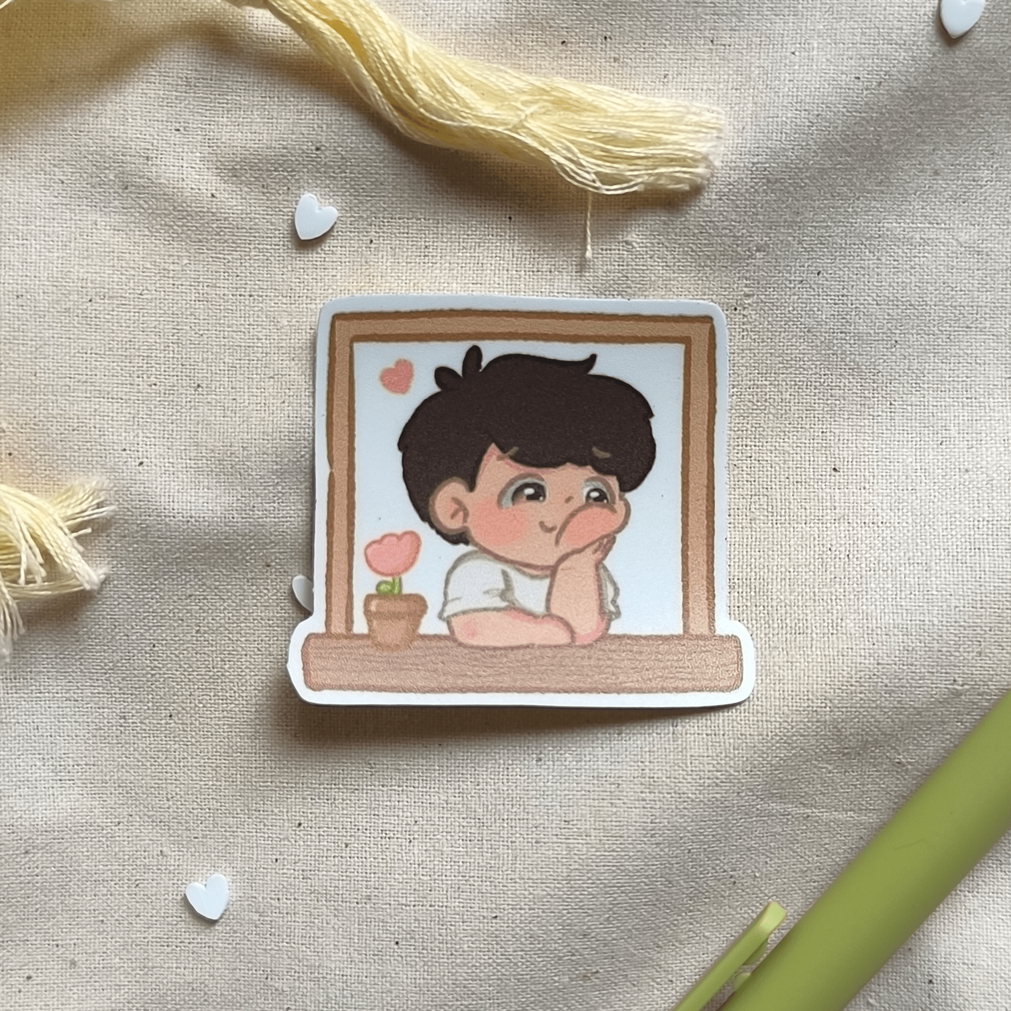 Coco in love by the window - Boyfriend Vinyl Sticker