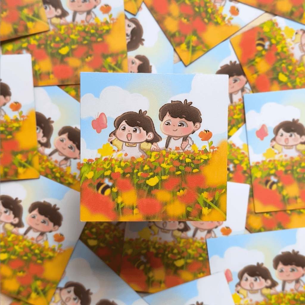 Couple in Flower field - Romantic Magnet