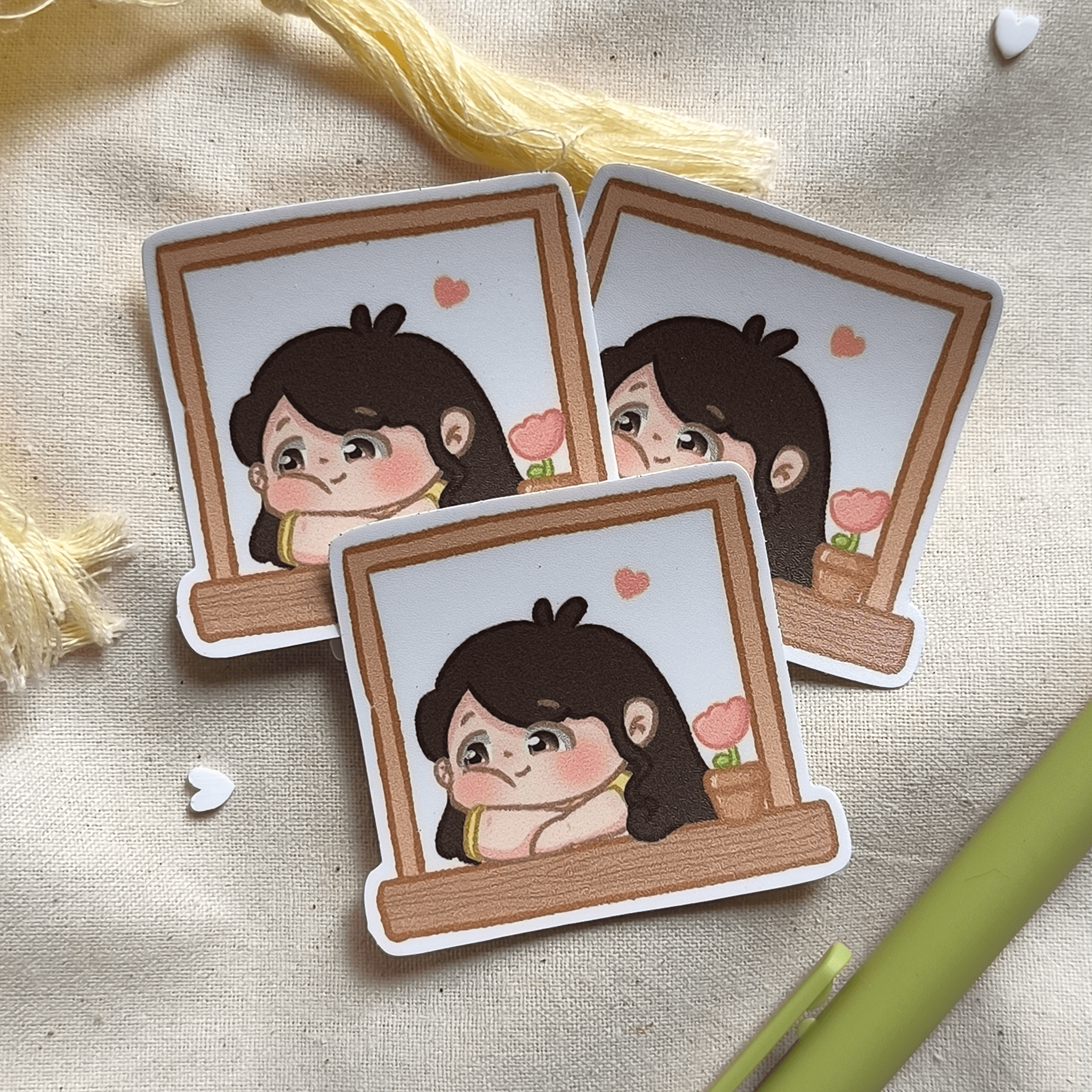 Daisy in love by the window - Girlfriend Vinyl Sticker