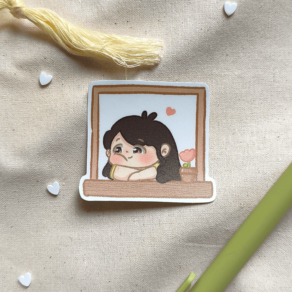 Daisy in love by the window - Girlfriend Vinyl Sticker