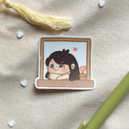 Daisy in love by the window - Girlfriend Vinyl Sticker
