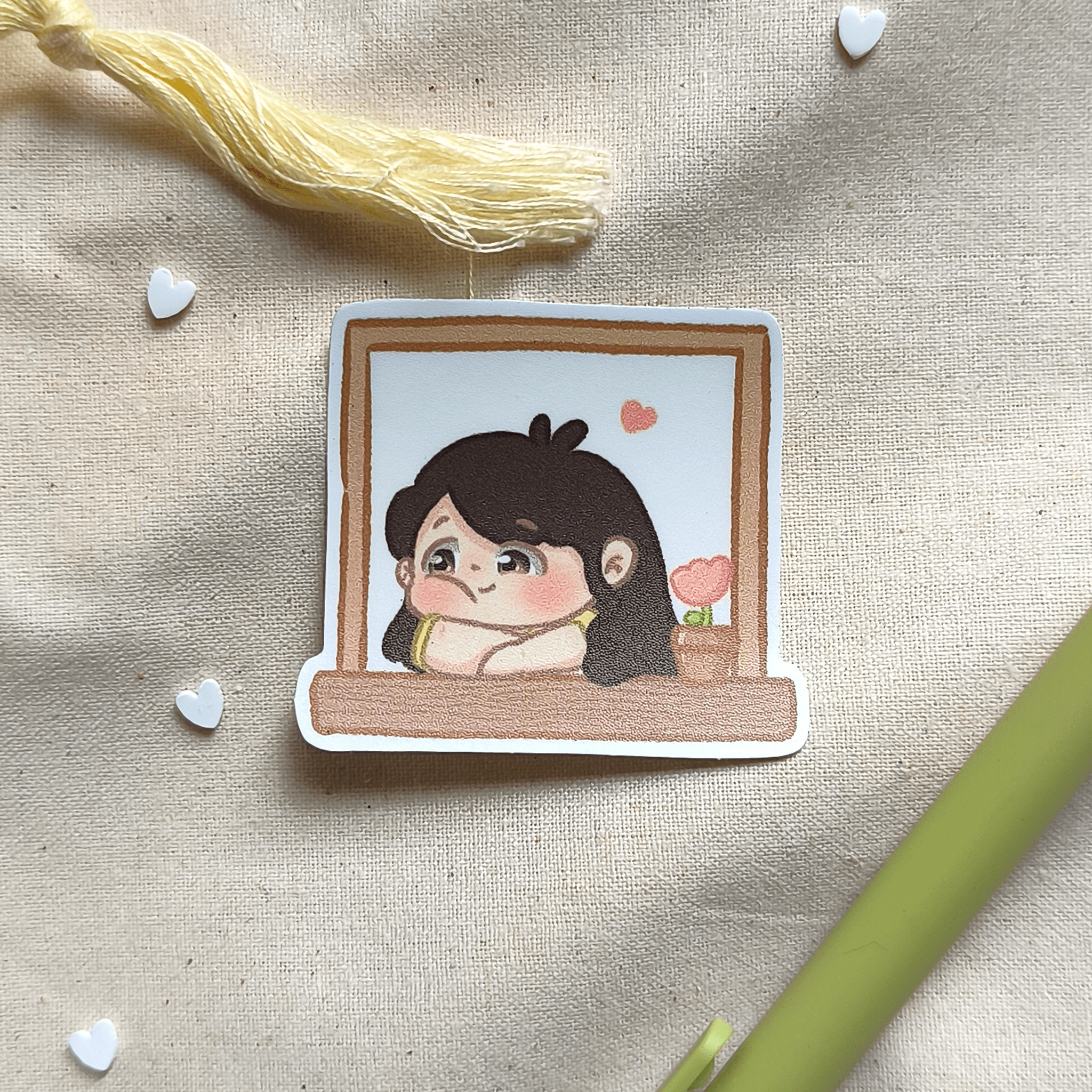 Daisy in love by the window - Girlfriend Vinyl Sticker