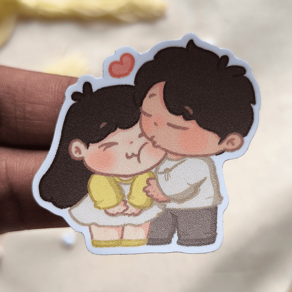 Hugs & Kisses Chibi couple - Vinyl sticker