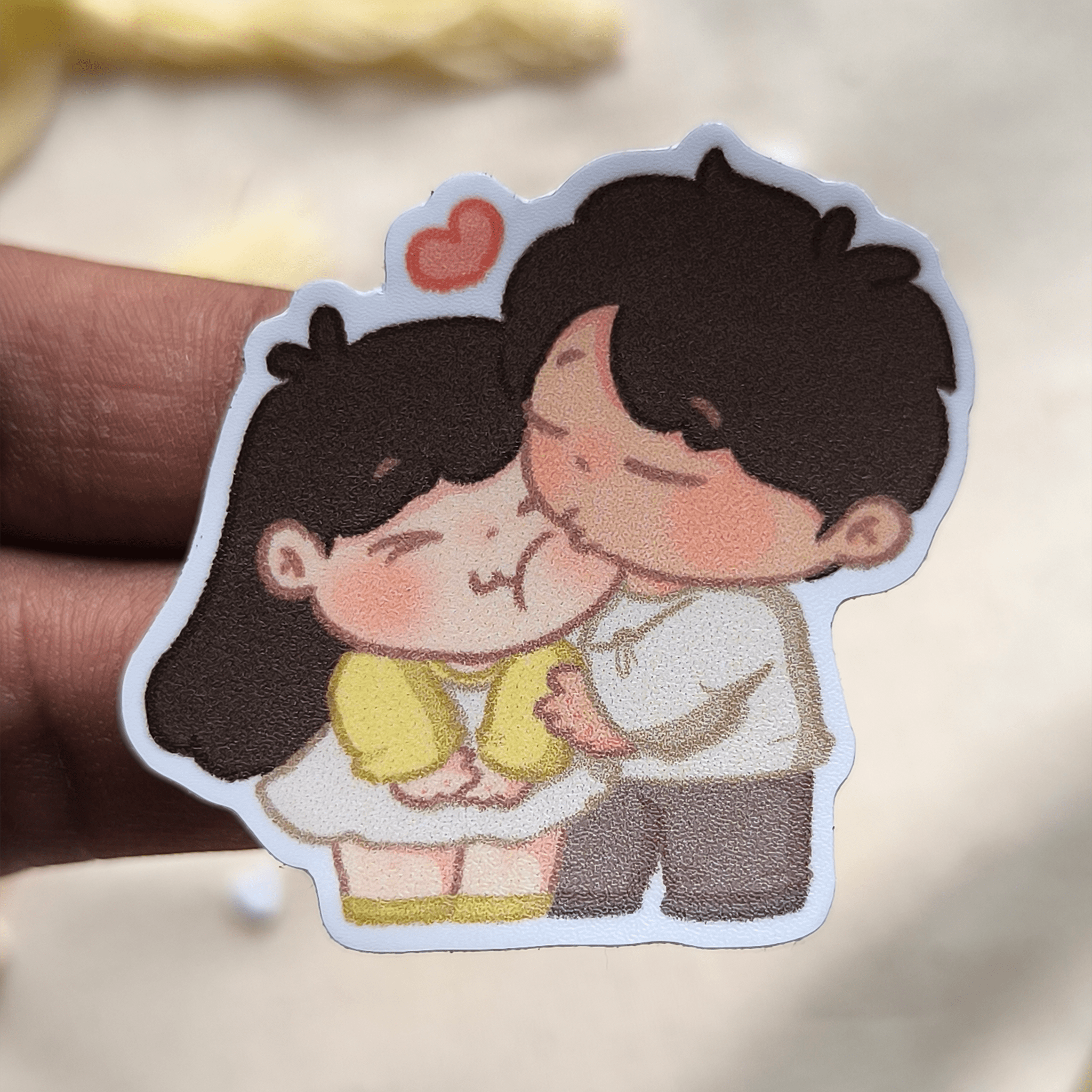 Hugs & Kisses Chibi couple - Vinyl sticker