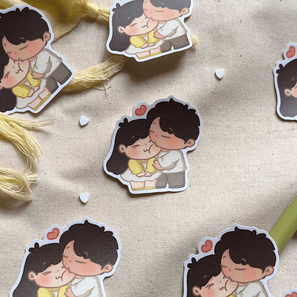 Hugs & Kisses Chibi couple - Vinyl sticker