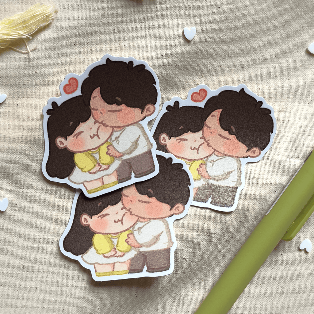 Hugs & Kisses Chibi couple - Vinyl sticker