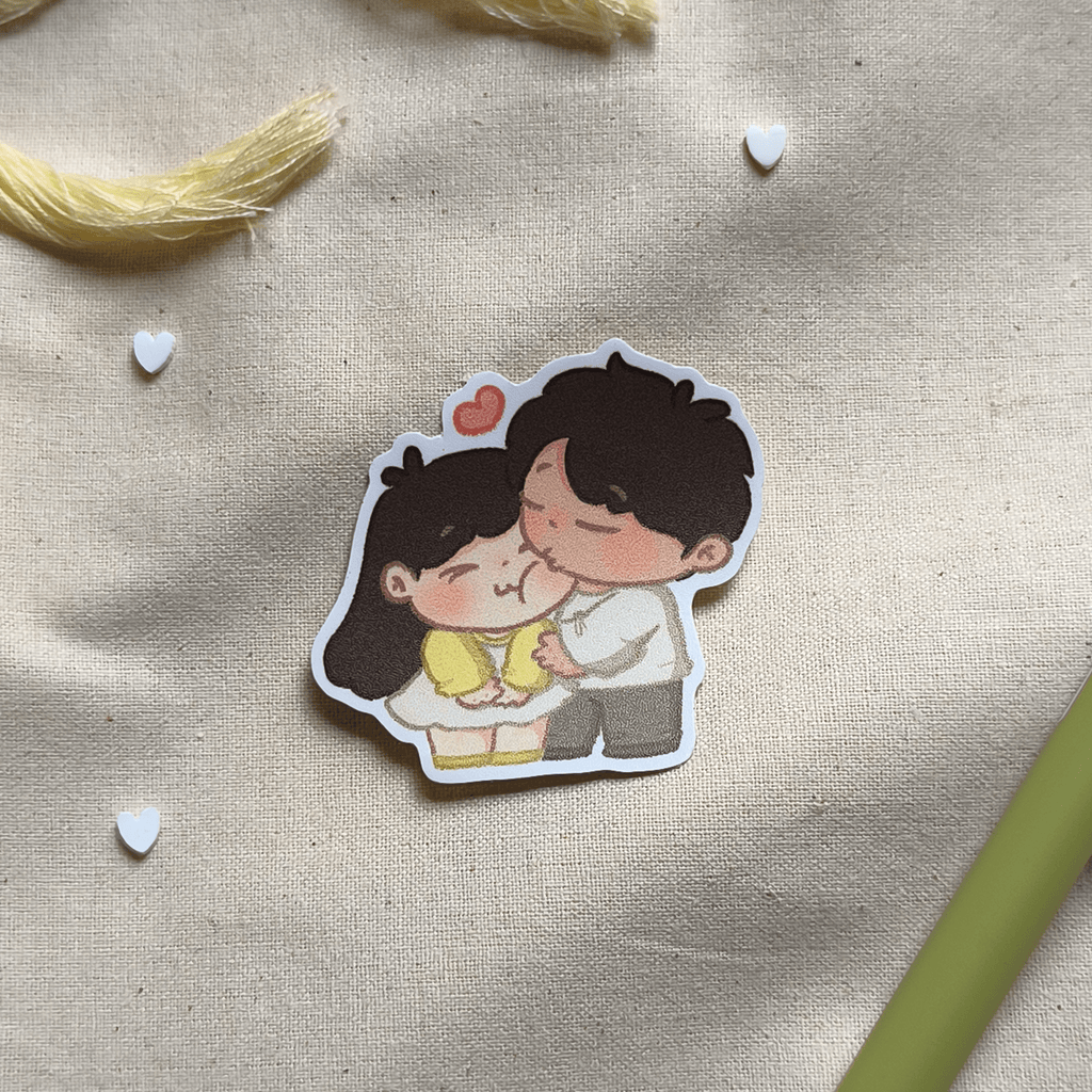Hugs & Kisses Chibi couple - Vinyl sticker