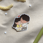 Hugs & Kisses Chibi couple - Vinyl sticker