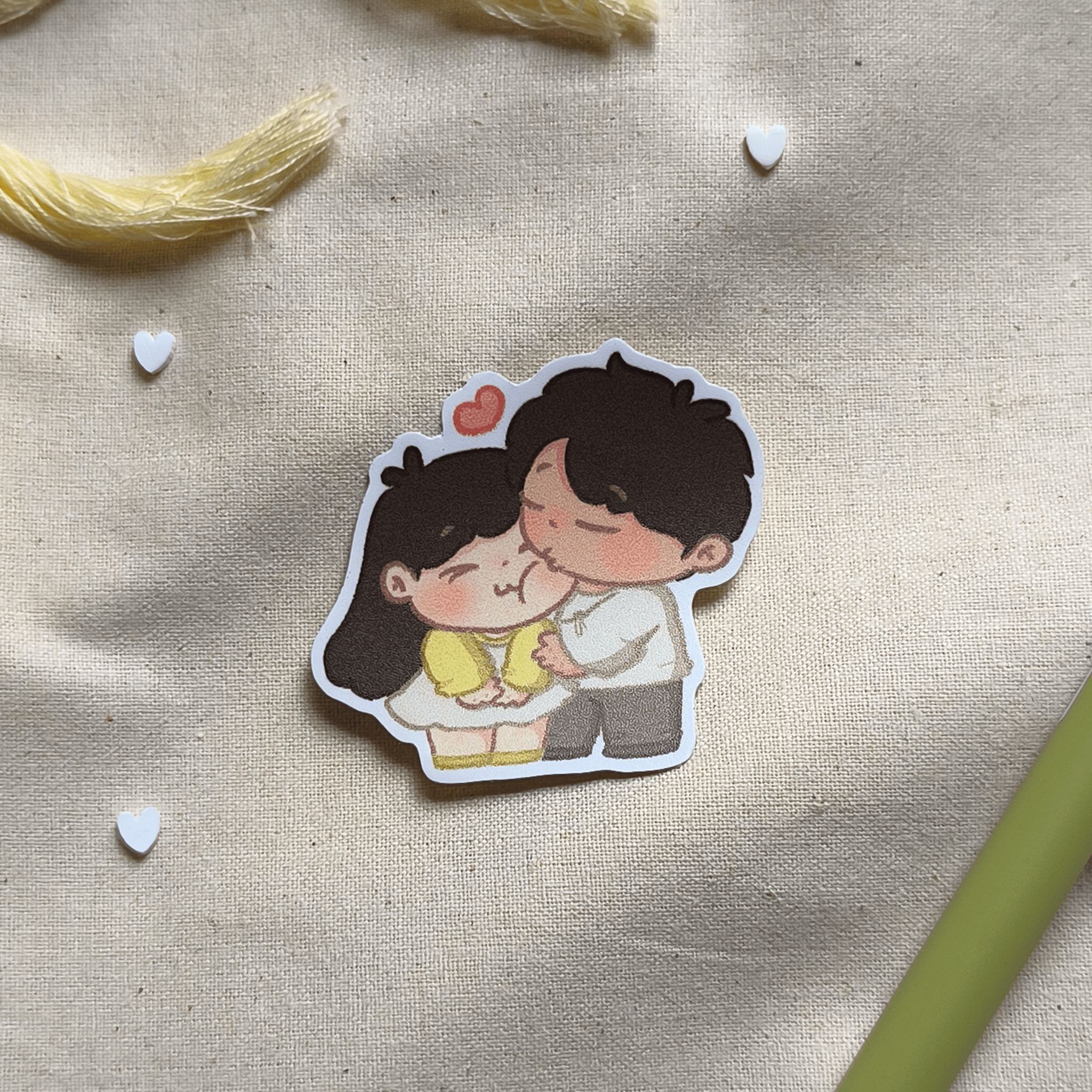 Hugs & Kisses Chibi couple - Vinyl sticker