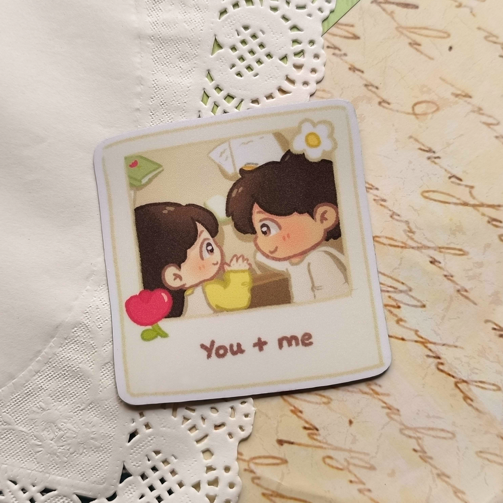 You + Me Love in eyes- Couple Polaroid Magnet